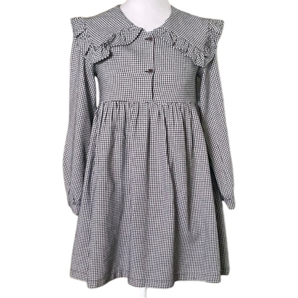 Zara Girls Black White Asymmetrical Ruffled Sundress Long Puff Sleeves Dress 14 - Picture 1 of 11